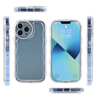 Coque arrière transparente en TPU souple pour Iphone 14, motif vague, Airbag antichoc