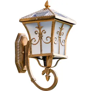 Solar garden lights outdoor all aluminum villa courtyard garden balcony corridor light retro wall light