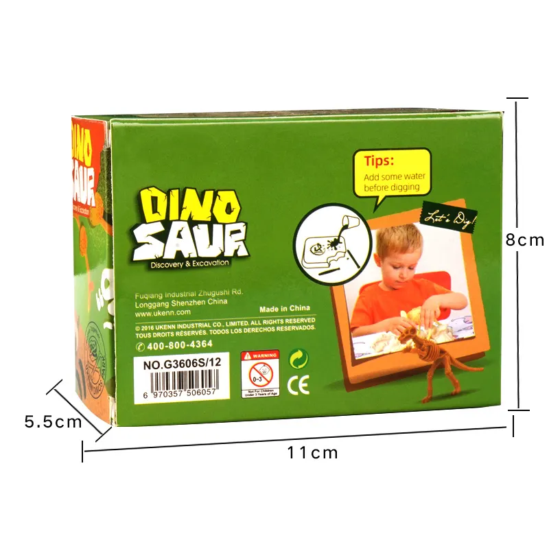 G 3606S Productie Voorraad Pvc Kids Kunstambachten Set Dinosaurus Speelgoed Schilderij Kit Dinosaurus Eieren Graven Kit 12 Pack Ontdek Verschillende D