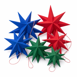 Decorazioni Natalizie Sunbeauty: Stelle di Carta Rosse, Blu e Verdi da Appendere, Ornamenti per Feste e Centri Commerciali - Product Image 3
