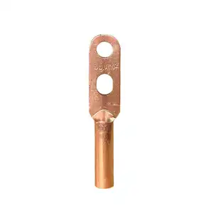 WZUMER DT Series Copper Tubular Crimp Ring Type Terminal Red Copper Cable Connecting Cable Lugs Double Hole