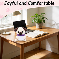 Peluche de bouledogue au crochet avec carte, décoration de bureau pour le soutien émotionnel, cadeau pour femmes, hommes et collègues