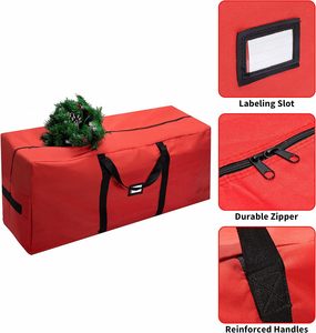 Tas penyimpan pohon Natal merah, kantung kain tahan lama tahan air untuk pohon liburan yang dibongkar buatan - Product Image 3