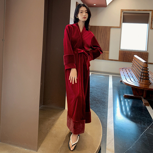 Albornoz kimono <span class=keywords><strong>de</strong></span> color liso para mujer, bata <span class=keywords><strong>de</strong></span> terciopelo a la moda, <span class=keywords><strong>pijamas</strong></span> <span class=keywords><strong>de</strong></span> <span class=keywords><strong>Navidad</strong></span>, novedad <span class=keywords><strong>de</strong></span> <span class=keywords><strong>2022</strong></span> - Product Image 4