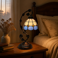   Lampe de table style vitrail rechargeable USB-C, abat-jour bronze antique Art Nouveau, pour hôtel, café, décoration intérieure