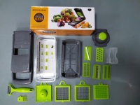 Accessoires de Cuisine 15 en 1, Hachoir à Légumes Multifonction Manuel en Plastique, Trancheuse Mandoline, Coupe-Oignons, Dés à Légumes