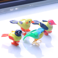 Petite figurine d'oiseau miniature artisanale en verre de Murano, artisanat en verre soufflé, pour la décoration artistique de la maison