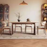 Ensemble de table et chaises de salle à manger rectangulaire en bois massif, style nordique moderne, 4 à 6 places, design ferme, dernières tendances