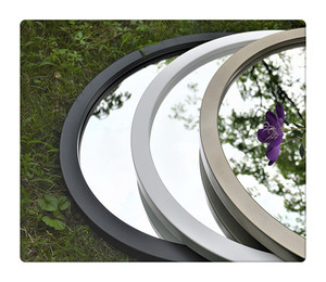 Miroir mural rond décoratif de salle de bain, grand, moderne, antique, en métal, noir et or, encadré - Product Image 6