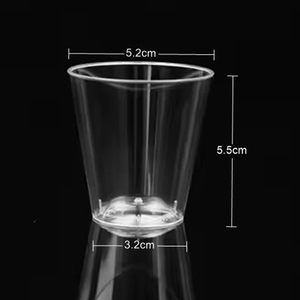 Klein 60ml transparant wegwerpbekerje van PS plastic, 2oz doorzichtig bekertje - Product Image 2