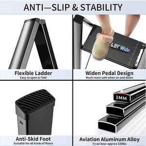 Meilleures ventes Petites marches échelle domestique 2/3/4 marches pour enfants adultes 330lb, rangement facile avec utilisation d'étagère polyvalente - Product Image 5