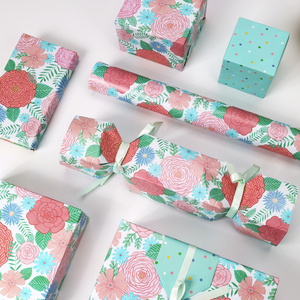 Double-Sided Floral Wrapping <b>Paper</b> with Mint Polka Dot Backing Eco-Friendly Gift <b>Wrap</b> for Flowers and Crafts - Product Image 2