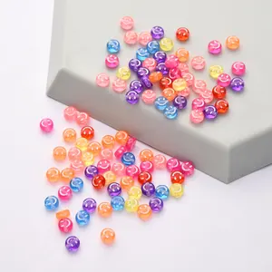 Wholesale 4*7mm Jelly Mixed Colors Plastic Acrylic Smile Face Beads For DIY Bracelet Decoration