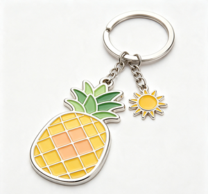 Llavero de Metal Personalizado con Diseño de Piña y Sol, Anillo para Llaves de Aleación de Zinc Esmaltado, Ligero, Regalo Promocional, Souvenir - Product Image 1