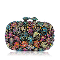 Luxurious Crystal Rhinestone Clutch Handmade Evening Bags Skulls Head Clutch Purse Women Party Case Bag