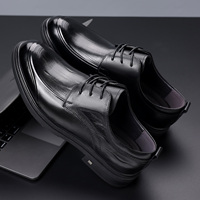 Chaussures en cuir pour hommes 2026 – Nouvelle collection printemps – Style britannique décontracté et habillé pour le quotidien – Noir à lacets en cuir véritable