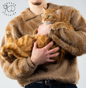 KD in maglia modello Logo personalizzato OEM ODM maglione a manica lunga con bottone <span class=keywords><strong>Jacquard</strong></span> in lana spazzolata Mohair <span class=keywords><strong>Polo</strong></span> da uomo maglione - Product Image 4