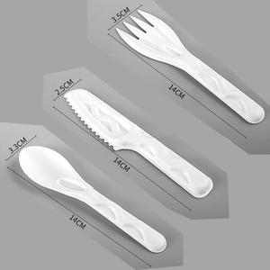100%, utensilios de pulpa de papel biodegradables compostables de alta resistencia, juego de cubiertos desechables de bagazo de caña de azúcar, cuchillo, cuchara y tenedor - Product Image 4