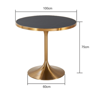 Hiện Đại Sang Trọng Vàng Cafe Vòng Bàn Ăn Đặt Bistro Thanh Đồ Nội Thất Nhà Hàng Thiêu Kết Đá Hàng Đầu Trong Vàng Tổ Bàn Kim Loại - Product Image 6
