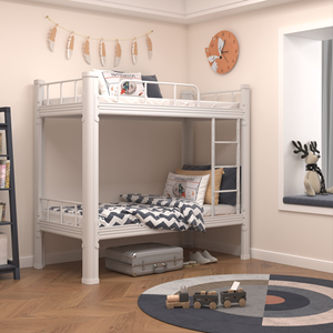 Xingte Assemblage Personnalisable Moderne Métal <span class=keywords><strong>Double</strong></span> Acier <span class=keywords><strong>Lit</strong></span> Superposé <span class=keywords><strong>Lit</strong></span> Loft Pleine Grandeur pour Étudiant Dortoir et Appartement - Product Image 5