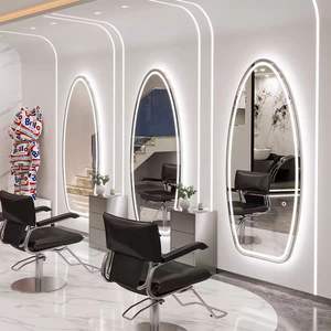Miroir de coiffure moderne en verre, durable, sur pied, mobilier de salon commercial - Product Image 6