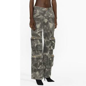 ออกแบบเอง แฟชั่นใหม่ เสื้อผ้าผู้หญิงสั่งทำ กางเกงคาร์โก้ลายพรางสำหรับผู้หญิง ผ้าหนา 14 ออนซ์ - Product Image 3