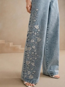 Nouveau <span class=keywords><strong>Jean</strong></span> en Denim Extensible Taille Haute Amincissant Brodé pour <span class=keywords><strong>Femme</strong></span> Grande Taille Printemps-Automne – Pantalon Droit Décontracté Tendance - Product Image 5
