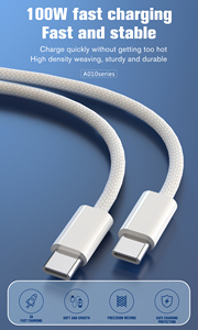 100W PD Charge rapide Type C à Type C Câble de transfert de données de charge rapide Câble de données de téléphone portable pour Iphone 15 <span class=keywords><strong>16</strong></span> et Android - Product Image 2