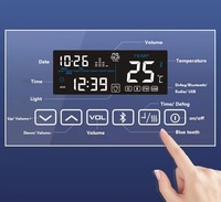 Système de lecture de musique à écran LCD, Six touches, pouces, capteur tactile, démêlante, pour miroir de salle de bain intelligent