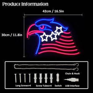 Patriotic Eagle Flag Neon <b>LED</b> American <b>Stars</b> and Stripes Decorative Light Anniversary Ambient Light Indicator Light 5V 12V - Product Image 3