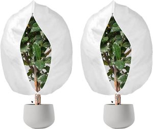 อุปกรณ์ป้องกันพืชในฤดูหนาว แพ็ค 2 ชิ้น ผ้าคลุมป้องกันน้ำค้างแข็ง อุปกรณ์ป้องกันฤดูหนาว ถุงปลูกต้นไม้แบบมีเชือกผูก - Product Image 1