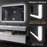 Miroir de Douche LED Intelligent Tactile pour Hôtels, Bluetooth, Étanche, Anti-Buée, Design Rectangulaire, Style Européen