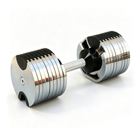 Ensemble d'haltères réglables de qualité commerciale, construction en acier, finition chromée, poignée antidérapante, augmentation de 4 kg, entraînement musculaire