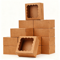 Boîtes en carton kraft personnalisées avec fenêtre, boîte à biscuits et bonbons pour cadeaux de Noël, emballage alimentaire, boîte en papier pour pâtisseries
