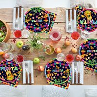 24 invités par ensemble carnaval mexicain fête assiettes en papier jetables tasses serviette carnaval fête à thème fournitures ensemble