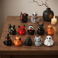 Ornement miniature en résine de canard citrouille d'Halloween, canard démon, petit cadeau, décoration de bureau à domicile