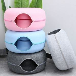 Tunnel pour chat en forme de donut pliable à double couche pour toutes les saisons, tunnel pour chat circulaire, lit tunnel pour chat, nid pour chat - Product Image 1