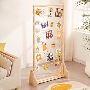 Wooden Artwork <b>Display</b> Rack Foldable Vertical Floor Standing Children Photo <b>Wall</b> For Kindergarten Home Use - Product Image 1