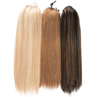 Extensions de queue de cheval en cheveux naturels avec cordon de serrage, pour compétition de force et cheerleading