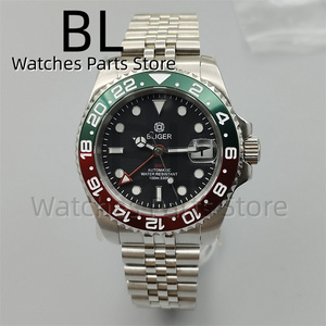 BLIGER 40mm <span class=keywords><strong>GMT</strong></span> Reloj para hombre Bisel de cerámica Cristal de zafiro Esfera luminosa 10Bar Cristal de zafiro resistente al agua Acero inoxidable Glideclas - Product Image 4