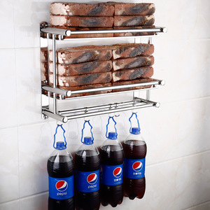 Étagère de salle de bain en acier inoxydable Teng Hui à 2 niveaux, murale, avec barre porte-serviettes, pour ranger les articles de toilette et les serviettes - Product Image 4