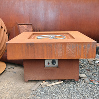 Table de foyer extérieur carrée en acier Corten avec brûleur en acier inoxydable, chauffage pour jardin, patio, cour, taille personnalisable