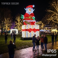 Toprexdecor - Décorations de Noël en 3D pour l'extérieur - Père Noël - Lumières LED - Motif de Noël - Boîte-cadeau géante - Décoration pour des fêtes romantiques