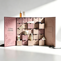 Calendrier de l'Avent de Noël personnalisé à double porte en matériaux recyclés pour les soins de la peau, boîte cadeau rigide avec fermeture magnétique