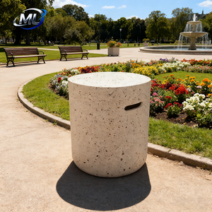 Mesa de Centro Moderna Minimalista de Fibra de Vidrio Resistente con Textura de Terrazo Cilíndrica para Sala de Estar, Dormitorio, Hotel, Patio - Product Image 4