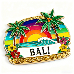 Aimant de réfrigérateur en métal tropical Tahiti, aimant de réfrigérateur avec motif de <span class=keywords><strong>palmier</strong></span>, de fleurs et de vagues pour la décoration de la cuisine, souvenir, cadeau - Product Image 3