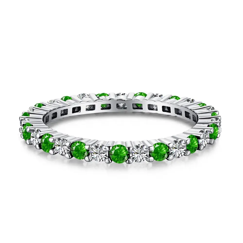 S925 Sterling Silver Emerald zircon ring high carbon diamond British Vintage light luxury design Gemstone Ring