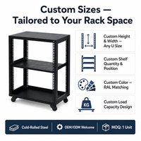 Baie de serveur à cadre ouvert 4 poteaux, rack pour équipement réseau en acier laminé à froid 19 pouces, hauteur U personnalisée, plans d'usine