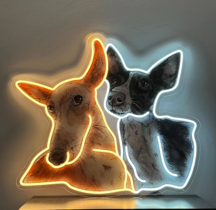 Pet Wall Art Custom Pet Memorial Portrait Logo Neon Sign for Pet Shop
