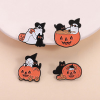 Adorable Broche en Métal pour Revers, Bijou Cadeau pour Enfants, Femmes et Hommes, Épingle Émaillée Fantôme Mignon Effrayant Halloween, Citrouille